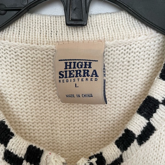 High Sierra long sleeve zipper front Christmas Holiday sweater size Large- cream - Picture 7 of 9
